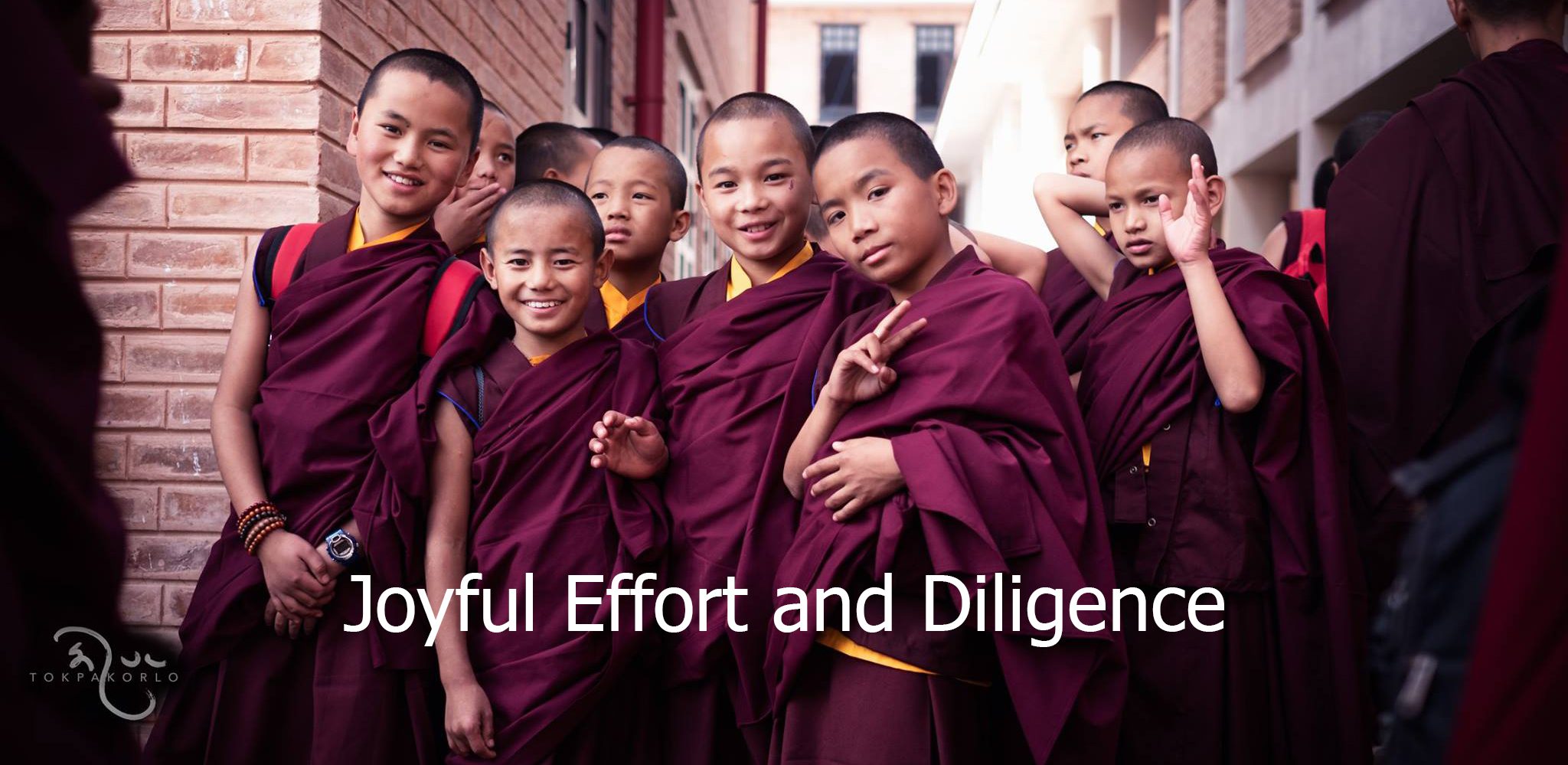 Joyful Effort and Diligence Novice Monks smiling and Playing
