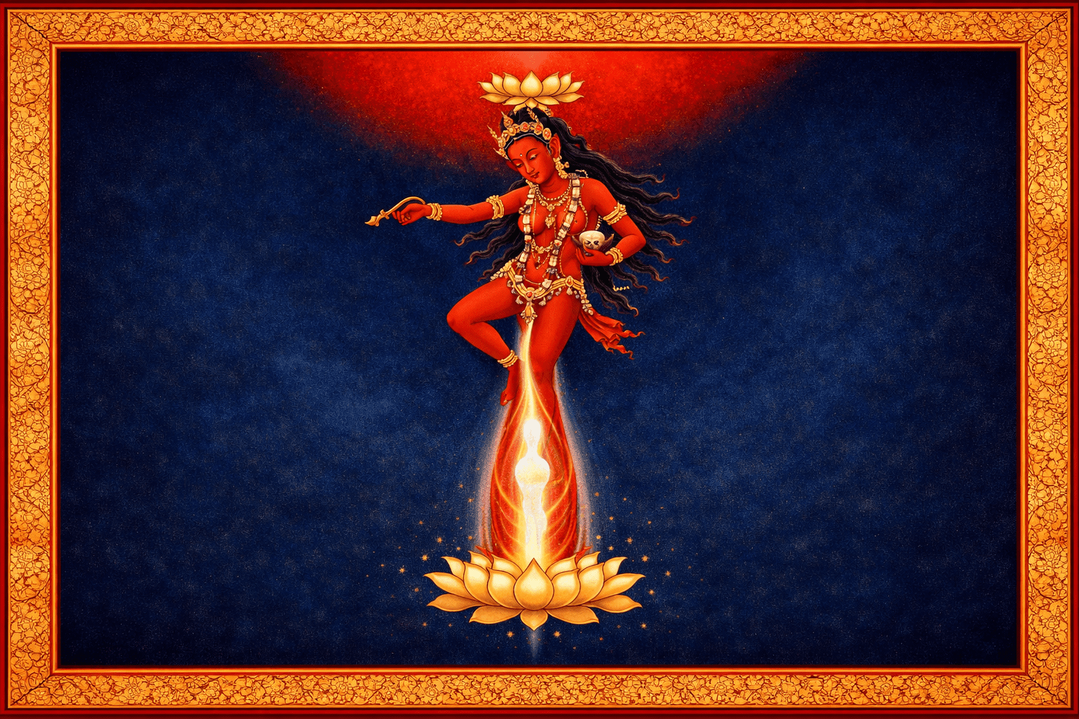 Phowa consciousness transference Tibetan Buddhism — Vajrayogini red Dakini hook of compassion crown aperture bamboo arrow central channel Karma Kagyu Six Dharmas Quantum Awareness